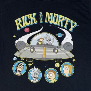 Rick & Morty T-Shirt Mens Medium Black Graphic 100% Cotton Short Sleeve Pullover
